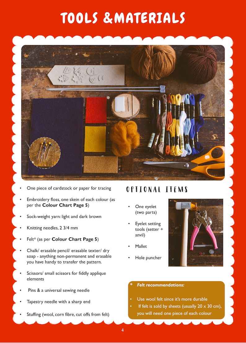 A screen grab of the tutorial page listing all the necessary tool and materials
