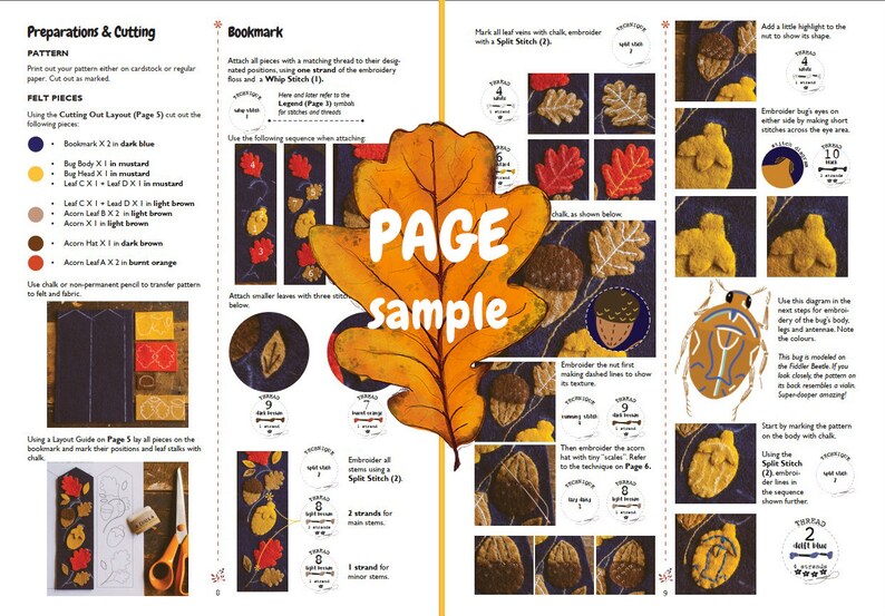 A screen grab of a PDF tutorial spread. The text reads: Page Sample