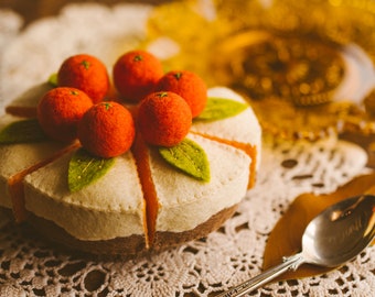 Miniature felt orange cake (or clementine) for doll tea party