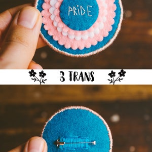 Pride Handmade Flower Pin 3 transgender