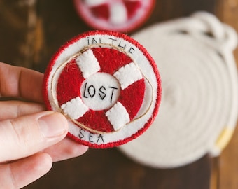 Felt Handmade Embroidered Lifesaver Pin