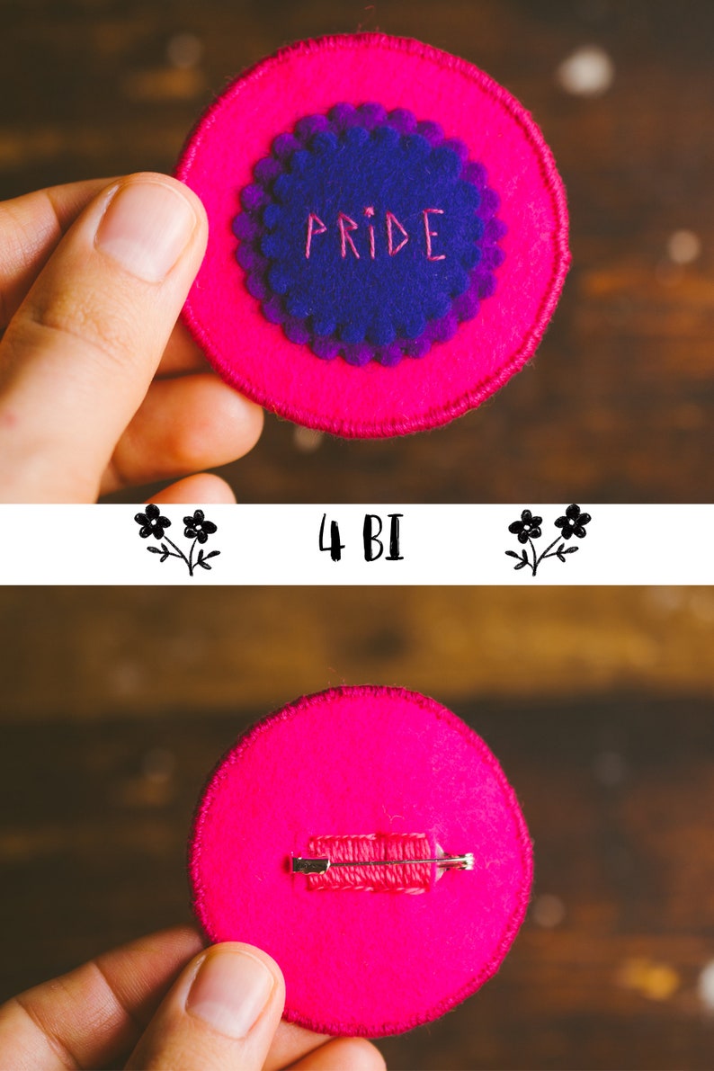 Pride Handmade Flower Pin 4 bisexual