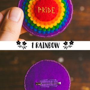 Pride Handmade Flower Pin 1 rainbow