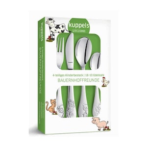 Children cutlery set Farm Friends by Amefa 4-pcs personalised. Free engraving image 1