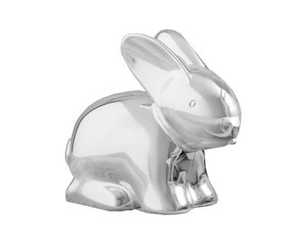 Tirelire en métal plaqué argent Lapin. Gravure inclus dans le prix!