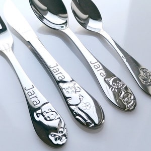 Children cutlery set Farm Friends by Amefa 4-pcs personalised. Free engraving image 8