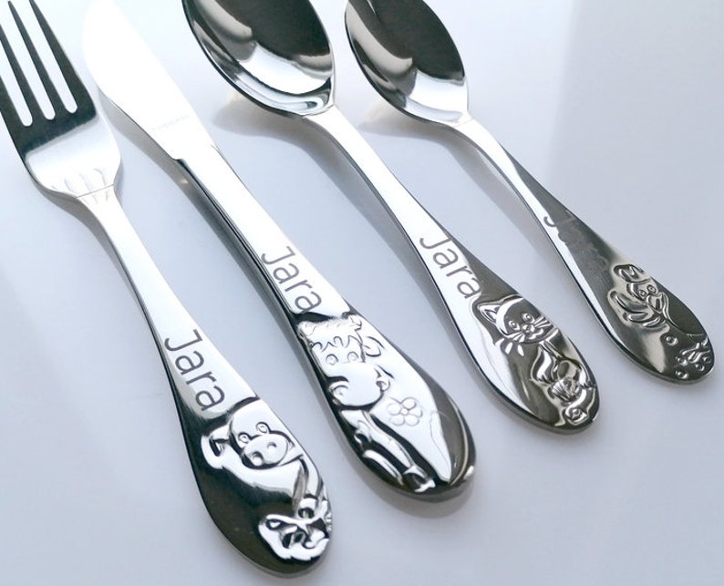 Children cutlery set Farm Friends by Amefa 4-pcs personalised. Free engraving image 8
