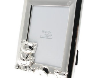 Silver plated photo frame Twinkle Bear 9 x 13 cm. Engraving free!