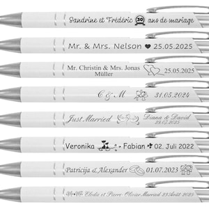 10 - 200 Stk. Kugelschreiber mit Gravur, personalisiert, kostenlose Lieferung. Hochzeitsgeschenk, Hochzeitsgastgeschenk Lieferung Kostenlos.