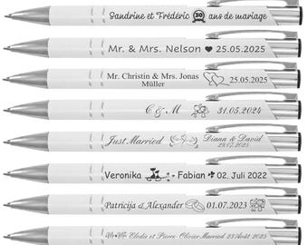 10 - 200 Stk. Kugelschreiber mit Gravur, personalisiert, kostenlose Lieferung. Hochzeitsgeschenk, Hochzeitsgastgeschenk Lieferung Kostenlos.