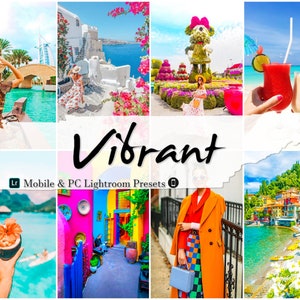 10 Mobile LIGHTROOM Presets, Vibrant Preset, Desktop Presets, Instagram filter, Color Lightroom Preset, Bright, Natural, Lifestyle Summer