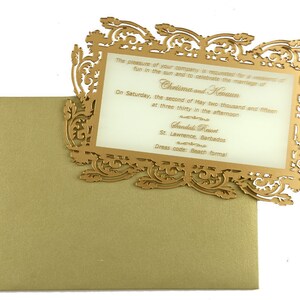 Busta per biglietti d'invito per festa di matrimonio di compleanno con taglio laser oro di lusso