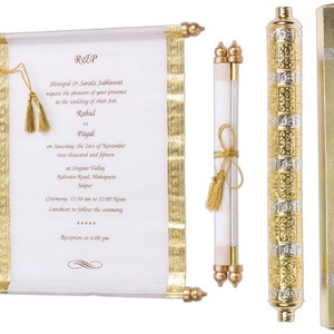 Goldene Schriftrolle Hochzeit Geburtstagseinladungskarten mit Box