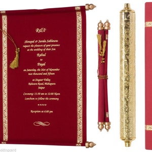 Einladungskarte, Verlobungsfeiereinladungen, Brautpartyeinladungen, rotes Samttuch Hochzeitsprogrammkarte