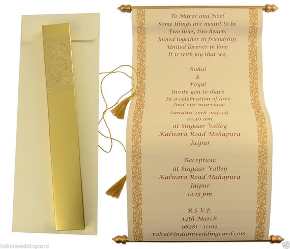 Scroll Invitations Wedding Party Invitation Greeting Card Long Size