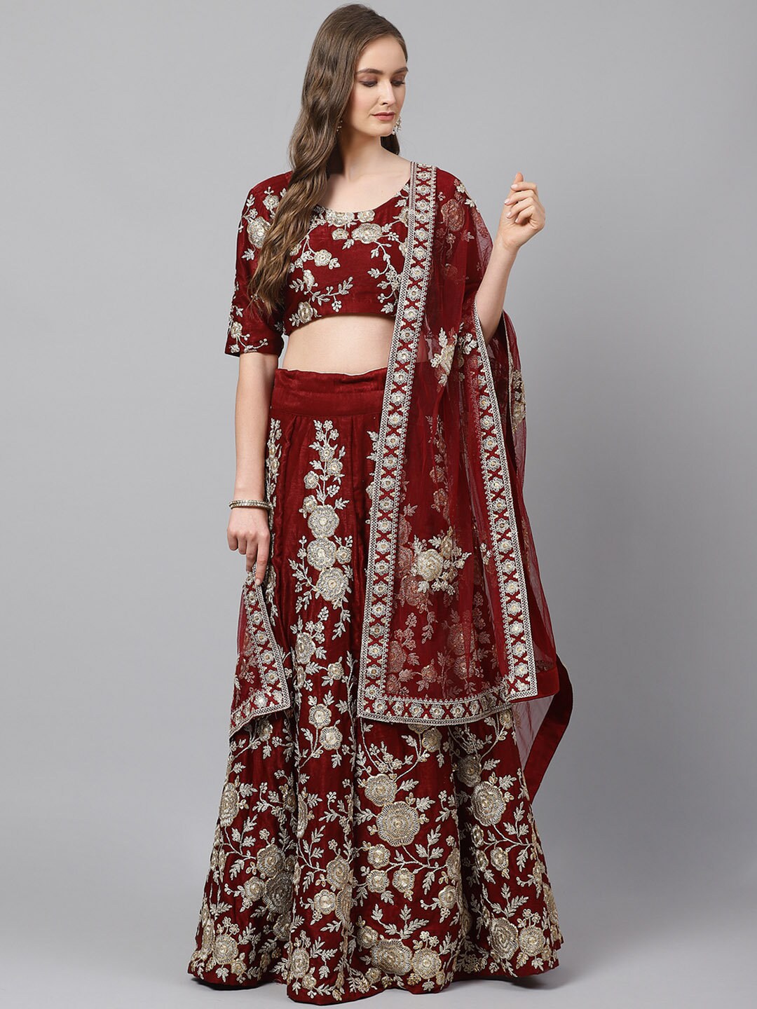 bridal lehenga maroon and golden