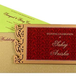 Biglietti d'invito per anniversario di matrimonio e compleanno tagliati al laser in oro di lusso con busta