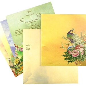 Biglietti d'invito di nozze Busta Matrimonio Fidanzamento Inviti festa di nozze Carta a tema pavone