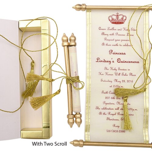 Invitations Scroll Roll Card Princess Sweet 16th Birthday Etsy