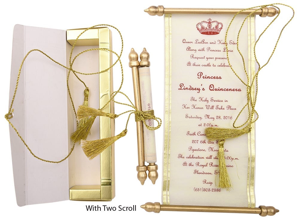 Invitations Scroll Roll Card Princess Sweet 16th Birthday Scroll