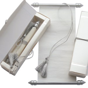 Kit d'échantillons de mini rouleau de faire-part de mariage Thème royal, faire défiler l'invitation, cartes d'invitation royales