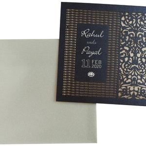 Tarjeta de sobre de invitación de boda, tarjetas cortadas con láser, invitaciones florales de fiesta personalizadas