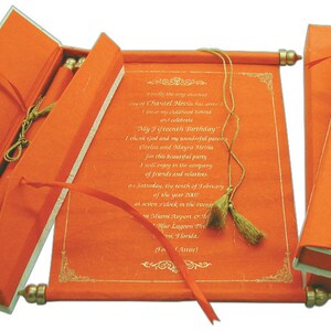 Schriftrolle, Einladung, elegant, Hochzeitstag, Verlobung, Brautparty, indisch, muslimisch, christlich, Mesusa, Mitzwa, Schriftrolle