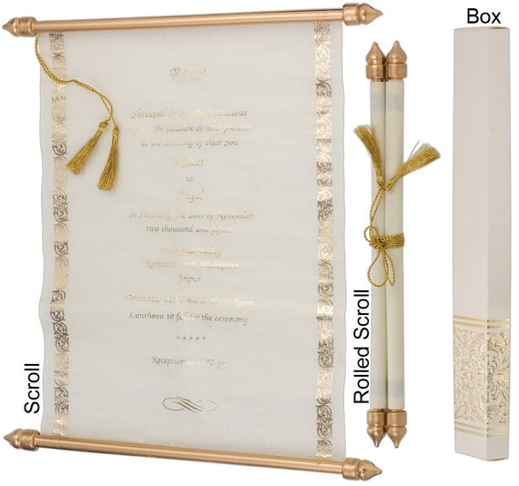  Wedding Invitations Cards Bride and Groom scroll