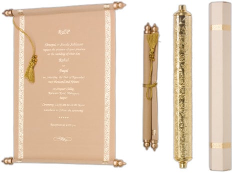 Wooden Boxed Printed Scroll Invitations –
