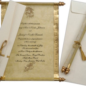 Alice in Wonderland wedding invitation scroll, set of 10