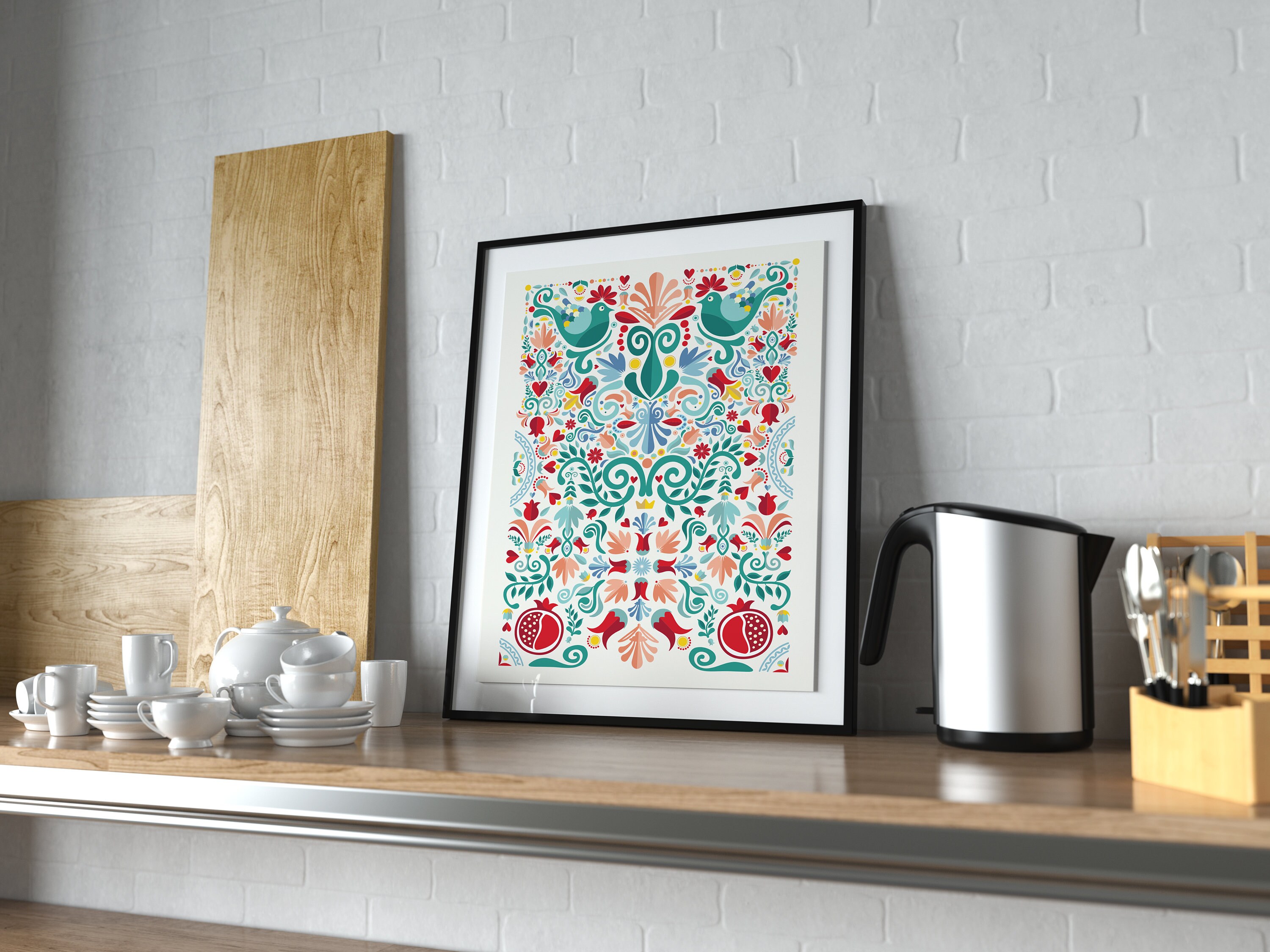 Printable Folk wall Art Print Colorful Floral Wall Art Folk Etsy