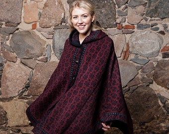 Handmade Wool Poncho with Hood: Estonian Knit Cape