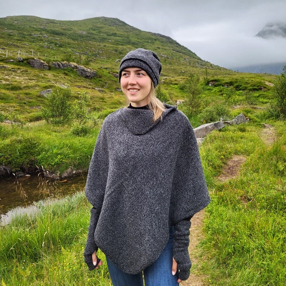 Poncho cowl neck sweater hotsell