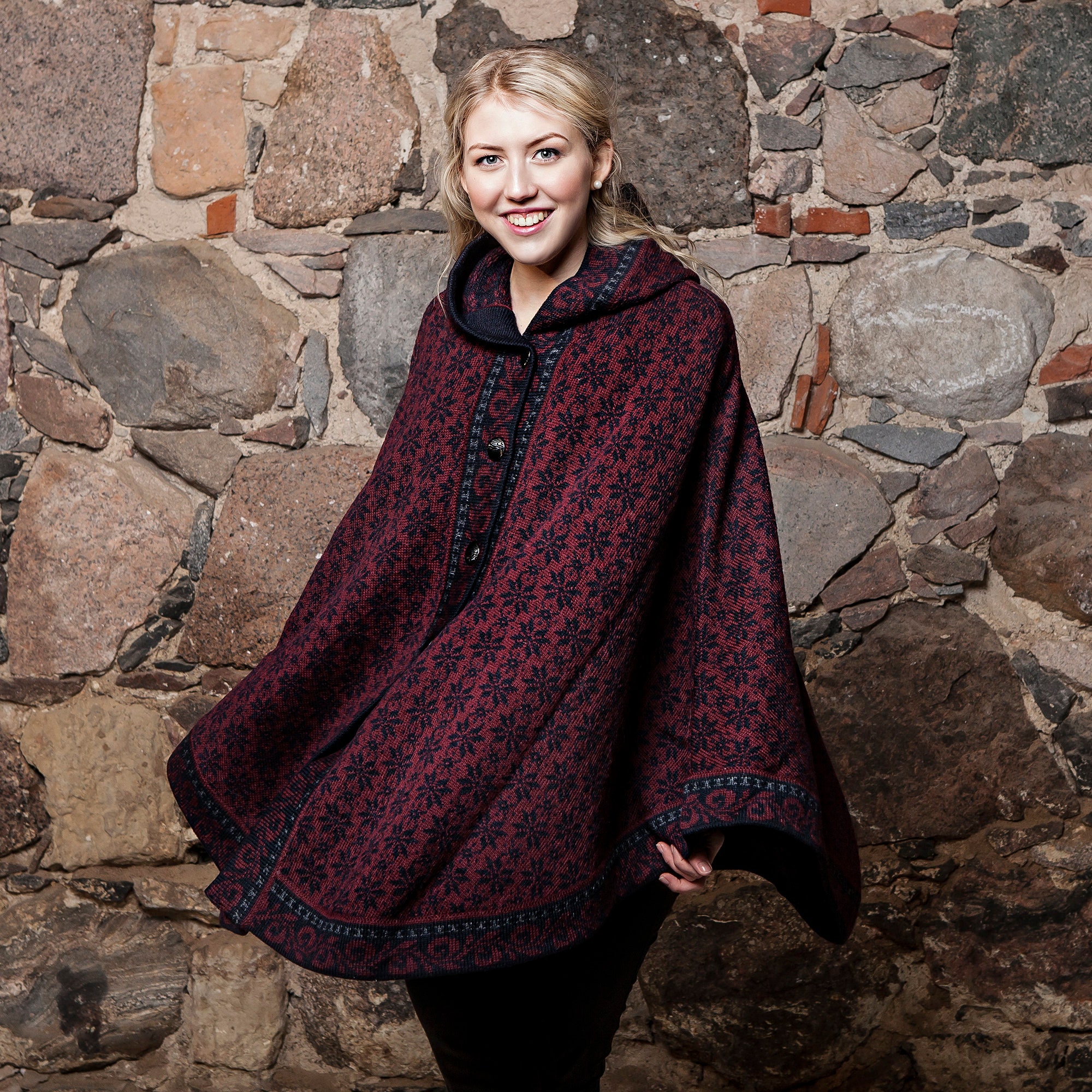 Warm Winter Poncho With Hood/ Handmade/ Cape for Women Warm Winter Poncho With Hood/ Handmade/ Cape for Women