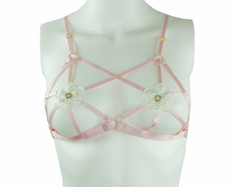 Pearl Harness Bra Candy Pink Floral
