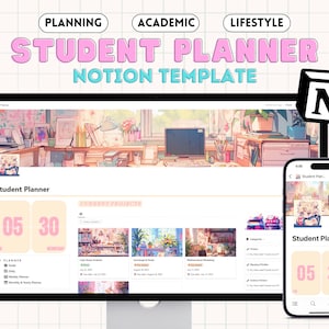 Ultimate Notion Template Student Planner | Academic Personal Organizer, Productivity Booster, Goals & Habit Tracker, Digital Task Planning