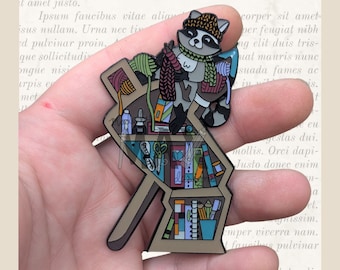 Arts and Crafts Bookcase - 3" Enamel Pin - Bookshelves for Bibliophiles Literary Themed Flair Lapel Pin for Readers