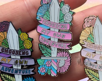 Choosing My Own Adventure - 3" Enamel Pin - Floral Pride LGBTQ+ Rainbow Flair Lapel Pins