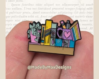 LGBTQ+ Bookshelf  - 1" Enamel Pin - Bookshelves for Bibliophiles Literary Themed Flair Lapel Pin for Readers