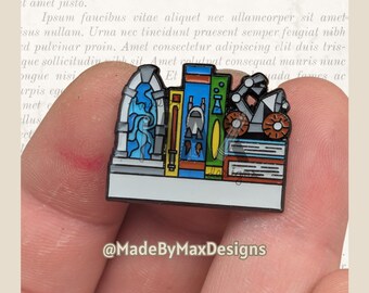 Science Fiction Bookshelf - 1" Enamel Pin - Bookshelves for Bibliophiles Literary Themed Flair Lapel Pin for Readers