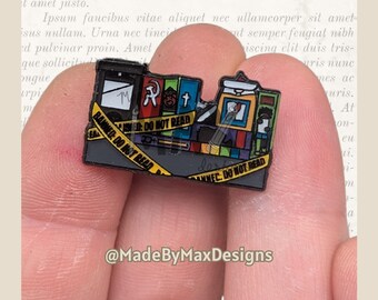 Banned Books Bookcase - 1" Enamel Pin - Bookshelves for Bibliophiles Literary Themed Flair Lapel Pin for Readers