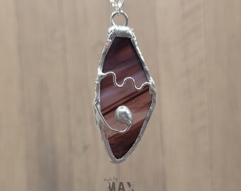 Simply Streaked - Stained Glass Pendant Necklace - Unique Handmade Jewelry