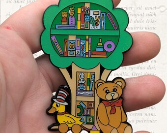 Children's Bookcase - 3" Enamel Pin - Bookshelves for Bibliophiles Literary Themed Flair Lapel Pin for Readers