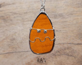 Grumpy Gus - Stained Glass Pendant Necklace - Unique Handmade Jewelry