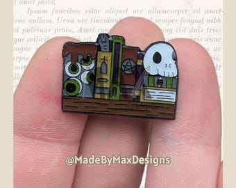 Horror Bookshelf - 1" Enamel Pin - Bookshelves for Bibliophiles Literary Themed Flair Lapel Pin for Readers