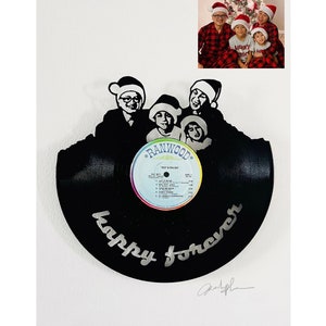 Custom family portrait, Custom gifts, vinyl record art, birthday gifts, gift ideas, family photo, custom engraving, custom carving