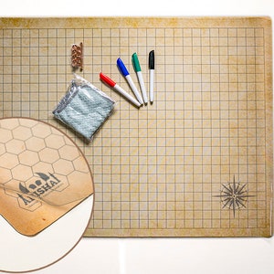 RPG Battle Grid Mat - 24&quot; x 36&quot; Double Sided Neoprene Mat Plus Dry Erase PVC Film