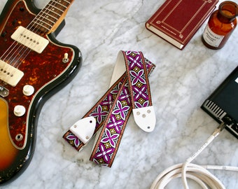 Vintage 60s Purple 'Beck' Hippie Guitar Strap Replica