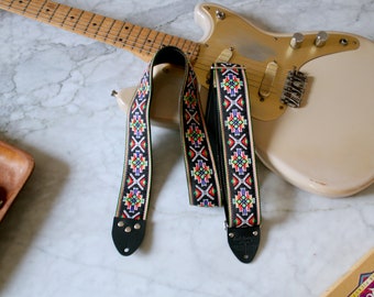 Vintage 70s Black 'Southwest' Hippie Guitar - Camera - Bag Strap