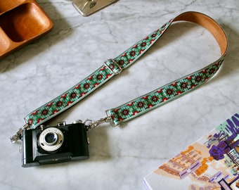 Vintage Green 60s 'Inca' Hippie Camera / Bag Strap